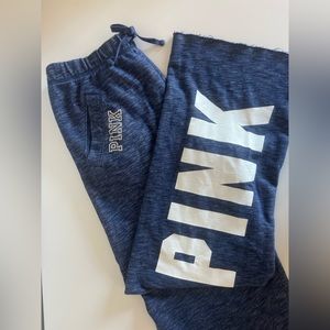 Victoria’s Secret PINK Boyfriend Style Sweats. Size Small. Heather navy blue